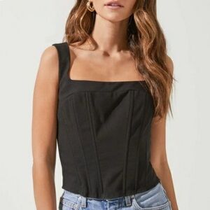ASTR the Label - Kelis Corset Smocked Back Top in Black - Size : S